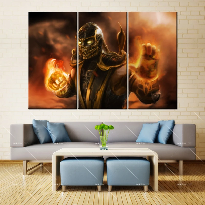 Forbeauty холст для живописи стены искусства Mortal Kombat Скорпион ниндзя Спрей Печать