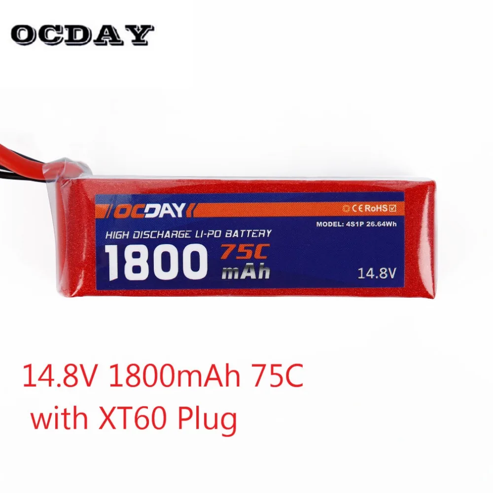 

1PCS OCDAY 4S1P 26.64WH Lipo Battery 14.8V 1800mAh 75C Lipo Battery With XT60 Plug for RC 150-280 Raing Quacopter