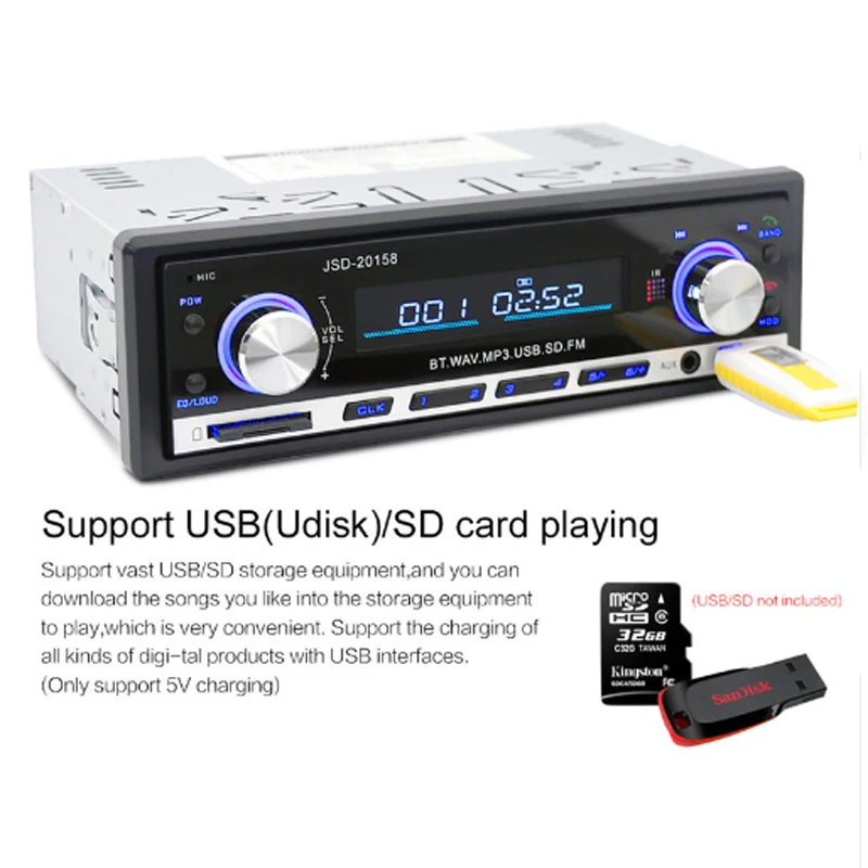 

Car Radio usb Bluetooth V2.0 Car Stereo Audio In-dash FM Receiver Aux Input ReceiverUSB MP3 MMC WMA auto radio