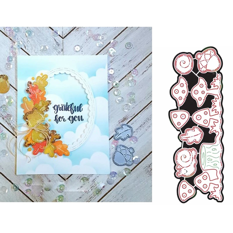 

A row of Mushrooms Border Pattern Metal Cutting Dies Stencil Scrapbook Album Embossing For Gift Card Making Handcrafts 2019