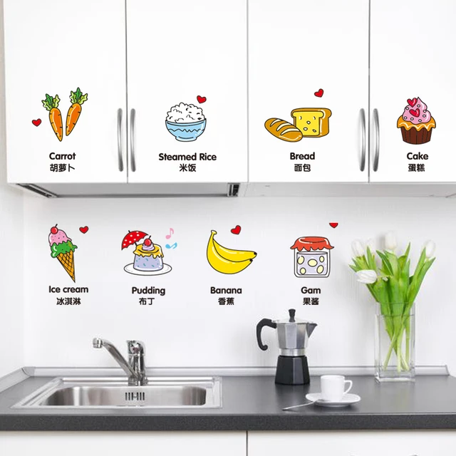Removable Kitchen Wall Stickers Vinyl Material Creative Wall Art DIY Home Decor Decals for