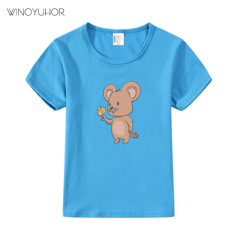 Коллекция года, летняя детская одежда для маленьких девочек хлопковая футболка с короткими рукавами детские футболки с рисунком Мышь Крыса для маленьких мальчиков и девочек