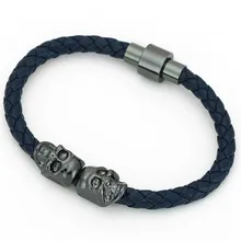 FAITHEASY браслет панк ветер Кожевенная одежда магнитная пряжка человеческий скелет головы браслеты с орнаментами человеческий скелет кожи браслет