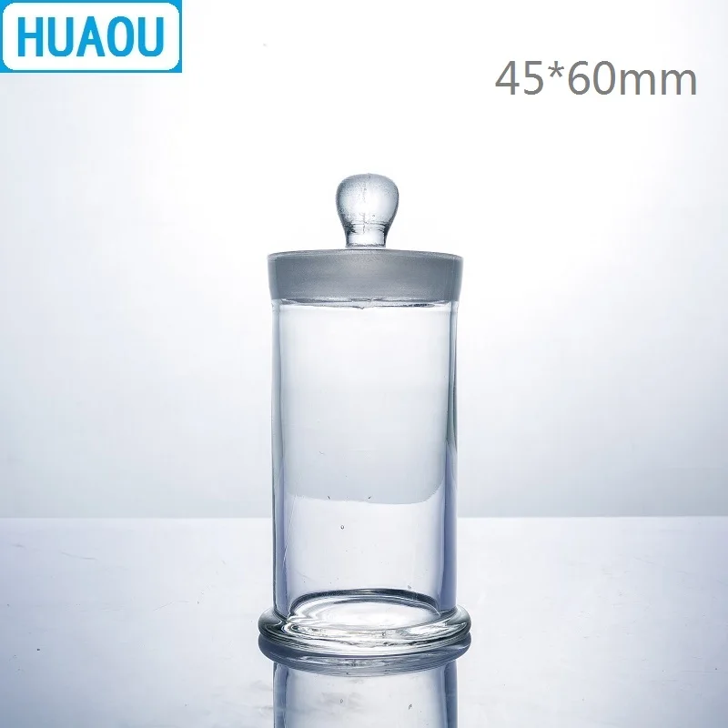 

HUAOU 45*60mm Specimen Jar with Knob and Ground-In Glass Stopper Medical Formalin Formaldehyde Display Bottle