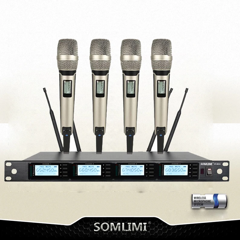 

Professional 4 channel Handheld Wireless Microphone professional lavalier clip microphone headset