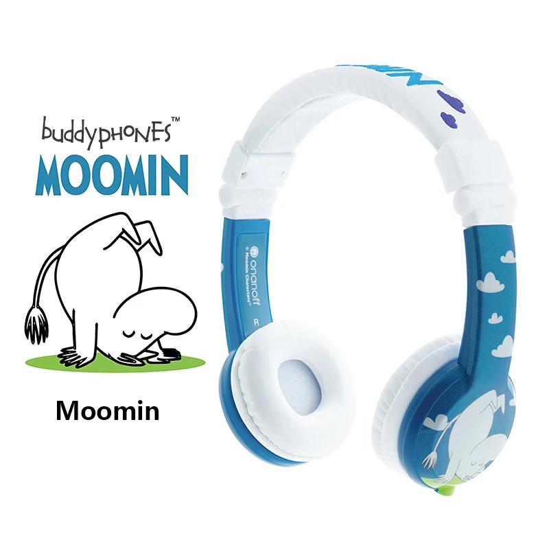 BuddyPhones ONANOFF MOOMIN Headphones Kids Safe Volume Limiting Wired Headsets Cartoon Cute Children Earphones With Microphone