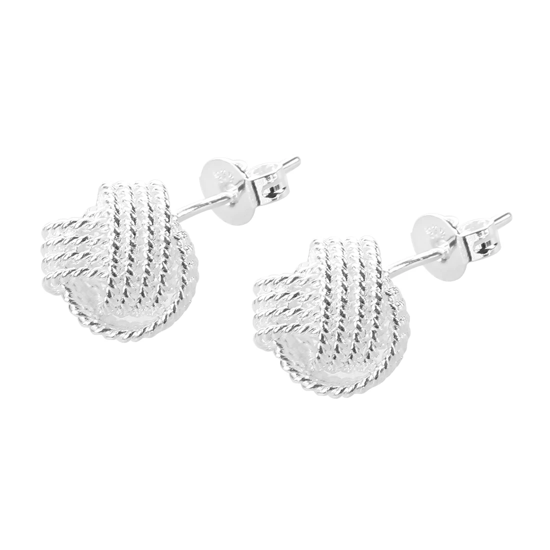 

Pair Stud Earrings Silver Plated Twisted Braided Vintage Jewelry Fashion New
