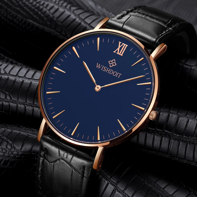

WISHDOIT Men's Watches Top Brand Fashion Slim Ultra-thin Sports Watch Men's Military Quartz Waterproof Watch Relogio Masculino