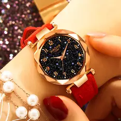 Модные женские туфли часы 2019 Best продать звездное небо циферблат часов роскошные розовое золото для женщин браслет кварцевые наручные