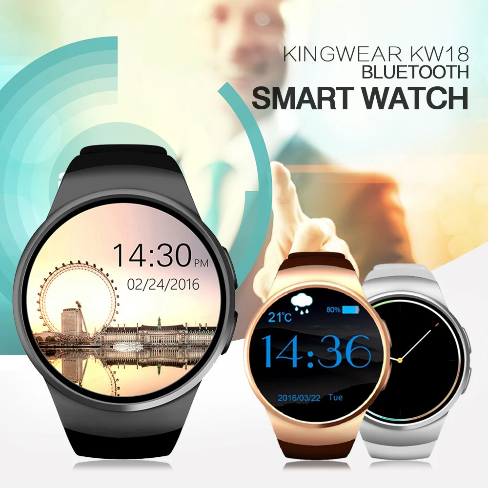 1 3 дюйма умные часы kw18 Bluetooth 4 0 мужские с камерой mtk2502 Смарт Спорт Вибрация монитор