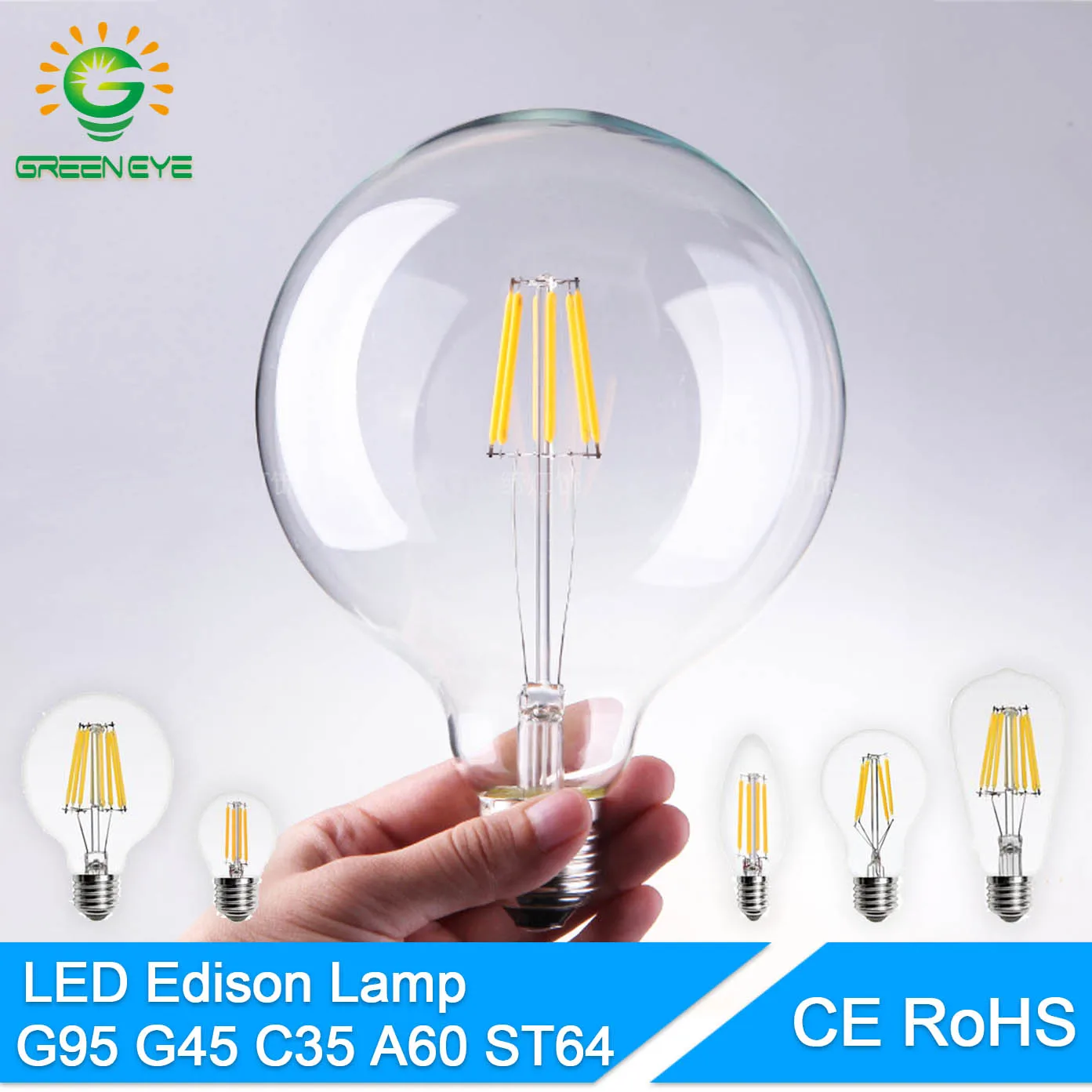 GreenEye High Bright E27 E14 LED Bulb Vintage Edison LED Lamp 220V