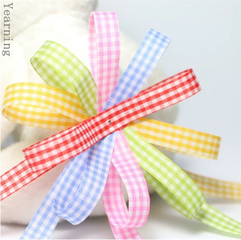 zd107 Wholesale 10MM Mix 5 Colors Single face font b Tartan b font Ribbon Fashion Craft