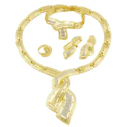Творчески 18 Золото Ювелирные наборы Кристалл Ожерелье Кольцо Серьги для женщин Очаровательная невеста юбилей подарок интимные аксессуары