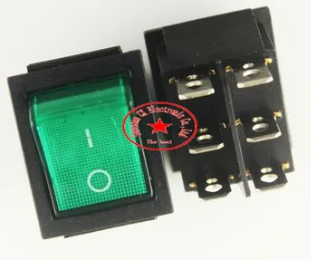 

Free Shipping 20PCS DPDT green Indicator Light 6 Pin Rocker Switch,31x25mm KCD4