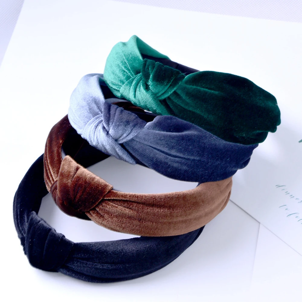 

Retro Bow Knot Hairband Women Korean Cross Twist Elegant Velvet Tie Headband Wide Headwrap Hair Band Hoop Girls Solid Harajuku