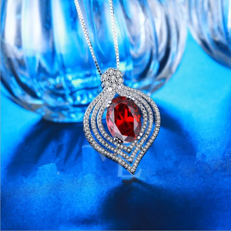 High end platinum plated trend pendant with red zircon 925Sliver Crystals from Swarovski