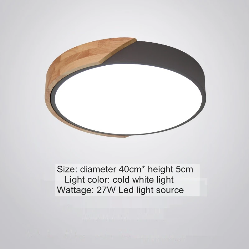 40cm Wood Black LukLoy, современный светодиодный потолочный светильник с заподлицо, круглый светильник для гостиной, светильник для учебы, спальни, поверхностное крепление, деревянный потолочный светильник - Цвет корпуса: 40cm Wood Black