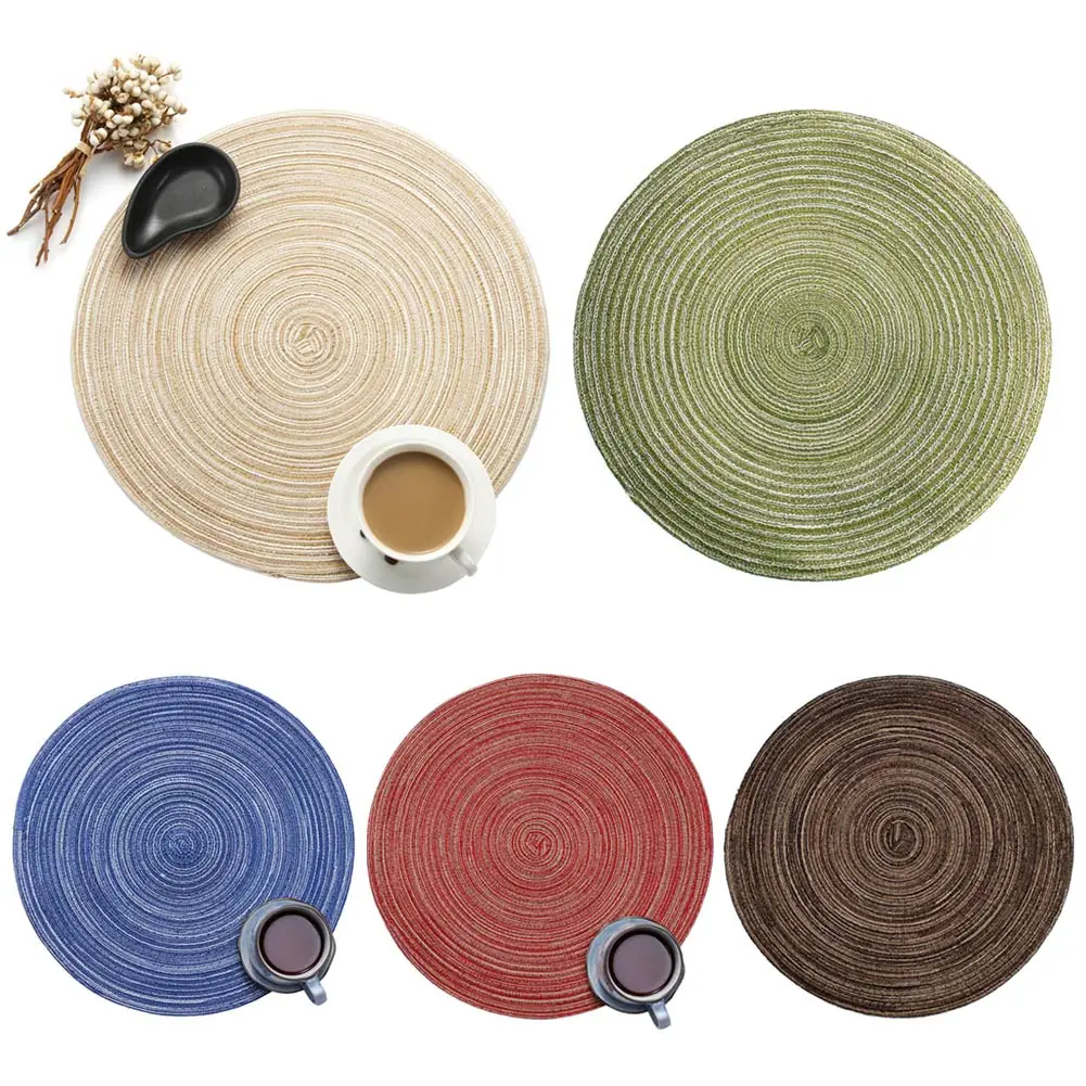 

Newly Dining Table Placemats Heat-resistant Weaved Round Non Slip Stain Resistant Washable Table Mats