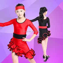 Детское платье для латинских танцев листьев лотоса юбка юбка-пачка для девочек Костюмы для латиноамериканских танцев Костюмы для бальных танцев и Salsa платье для танцев Танцы костюмы для детей wdq028