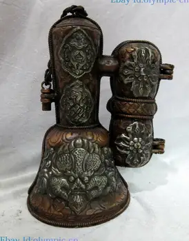 

Tibet bronze buddhism silver copper a set of Vajra Bell and vajry pestle Statue