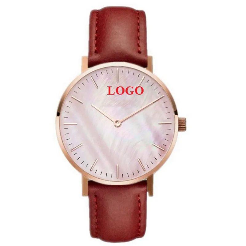 Персонализированные часы на заказ розовое золото розовая ракушка из искусственной кожи браслет часы с логотипом на заказ имя 50 шт./лот - Цвет: red