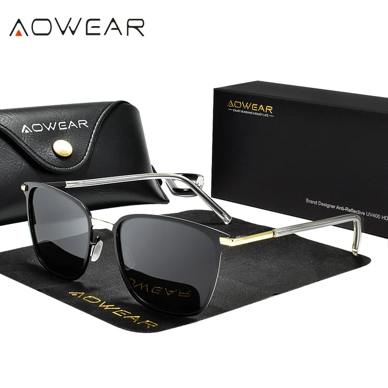 Женские квадратные солнцезащитные очки AOWEAR с поляризацией Uv400