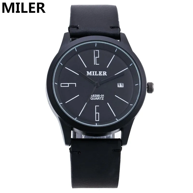 

Top Brand Miler Men Watch Luxury Leather Quartz Watch Fashion Men's Military Bussiness Wrist Watch Relogio Masculino Clock