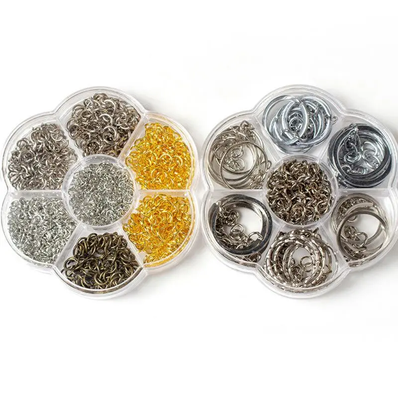

DIY Metal Split Key Chain Rings Kit Open Jump Rings Connector Jewelry Findings Sets for Jewelry Supplies Key ring kit