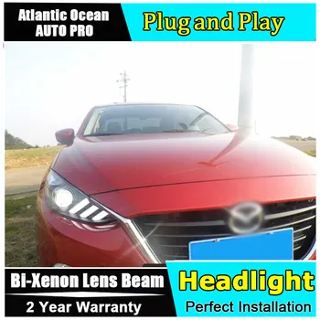 

Car Styling For Mazda 3 headlights 2014-2016 M3 led headlight Axela led drl turn signal drl HID KIT Bi-Xenon Lens low beam