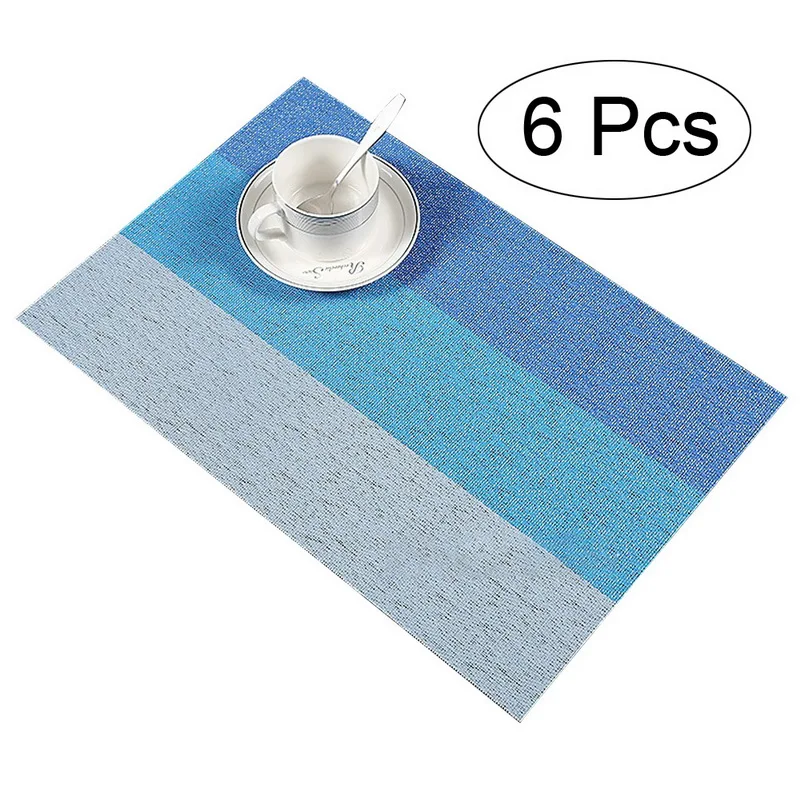 6pcs blue Hoomall 6 шт./компл. столовых моющиеся посуда колодки Кухня Коврики на стол ПВХ Столовая салфетка декоративные тарелки для обеденного стола - Цвет: 6pcs blue
