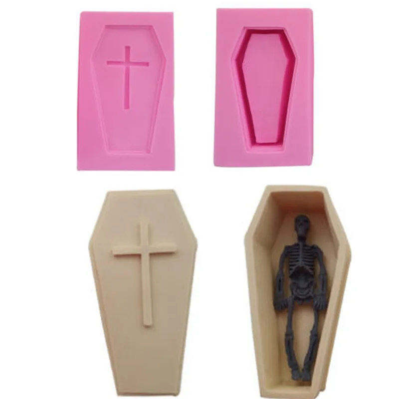 

4pcs/set high quality Halloween Coffin and Skull Fondant Cake Molds for Kitchen Baking Sugarcraft Decoration Tools F0710