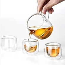 ZGJGZ высококачественный термостойкий стеклянный чайный набор двойные стеновые стеклянные чашки маленький чайный горшок полезный для здоровья продукт Samadoyo 7 шт набор
