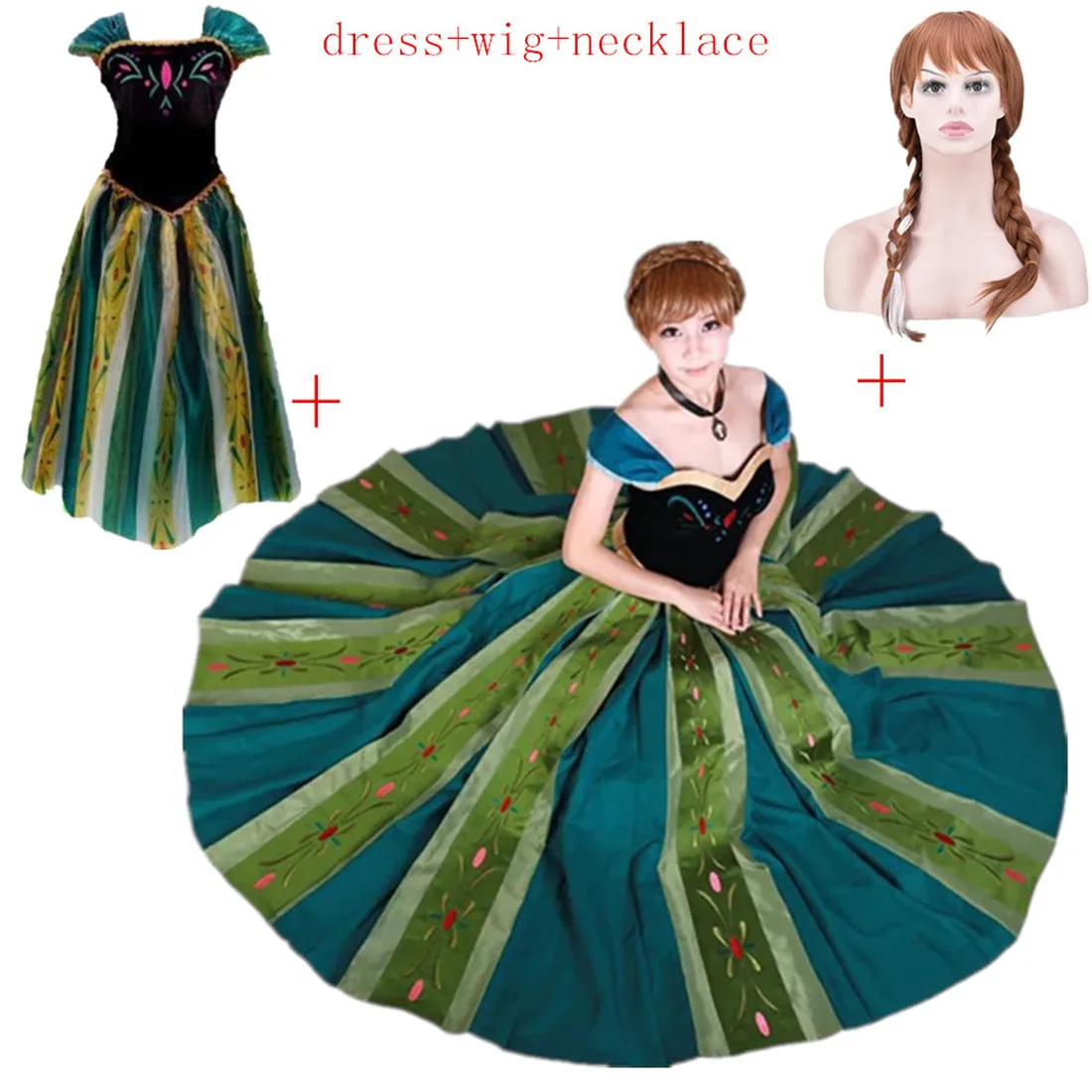 

Elsa&Anna Birthday Fashion Ice Snow Queen Party Costume Cosplay Carnival Dress Adult Girls Lady Cinderella Snow White Princess