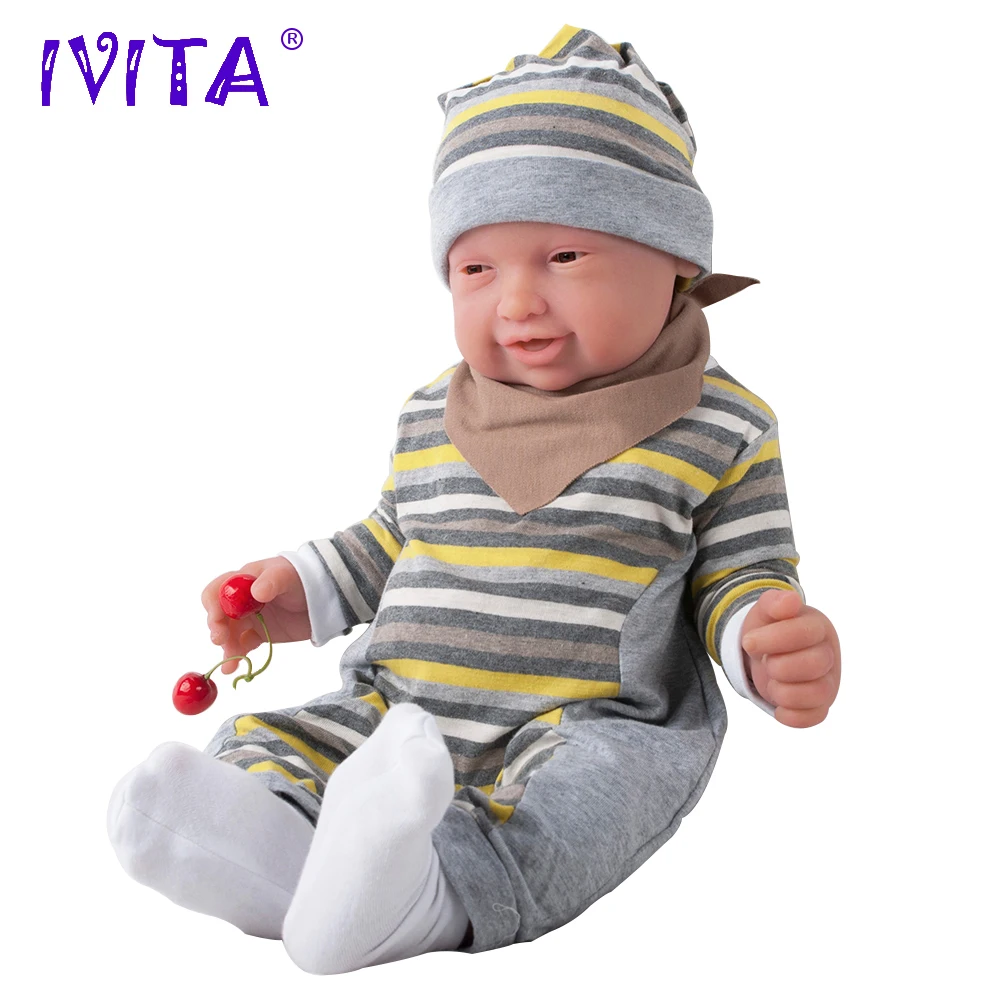 Ivita 59 см 5210 г силикона возрождается младенцев Реалистичная Браун Средства ухода для век мягкие детские силикона Куклы Реалистичного Reborn