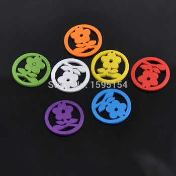 

100pcs 24mm 2 Holes Mixed Cartoon flower Wooden decoration For Sewing Scrapbooking Crafts B1215-25