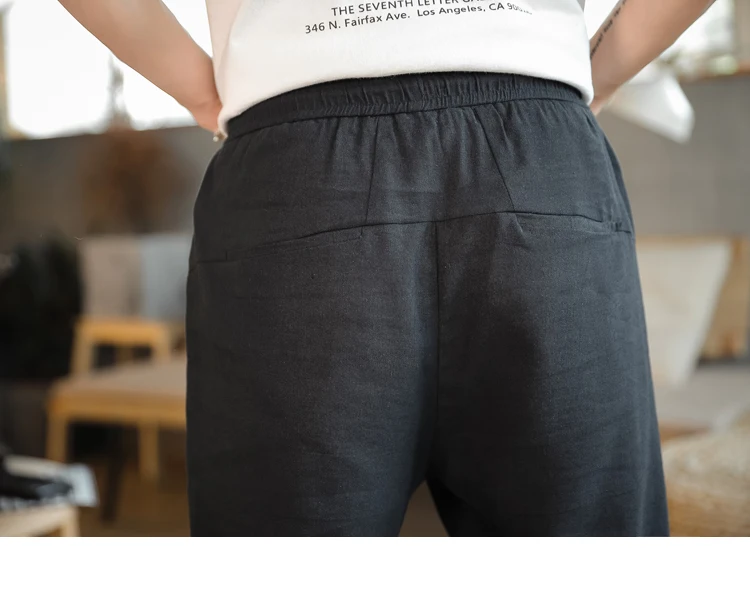 2019 Новая летняя длина голеностопного сустава, мужские льняные однотонные дышащие брюки стандартной посадки, мужские брюки большого