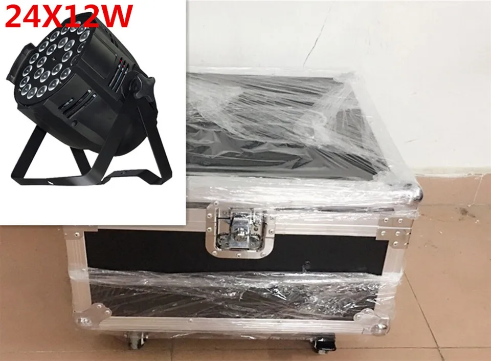 

4pcs 24x12W LED Par Lights with 1 flight case rgbw 4in1 led par light DMX 512 control Professional stage lighting equipment