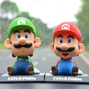 

Funny Super Mario Bros Car Dolls Head Shaking Toy Model Lovely Car Ornaments Auto Interior Decoration Accessories Kids Gift 2019