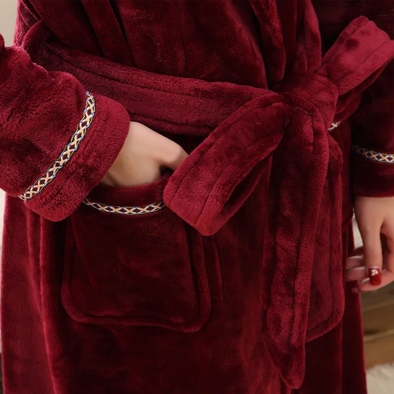 Халат женский фланелевый длинный из 2019 хлопка|warm winter bathrobe|women flannel bathrobeflannel bathrobe |