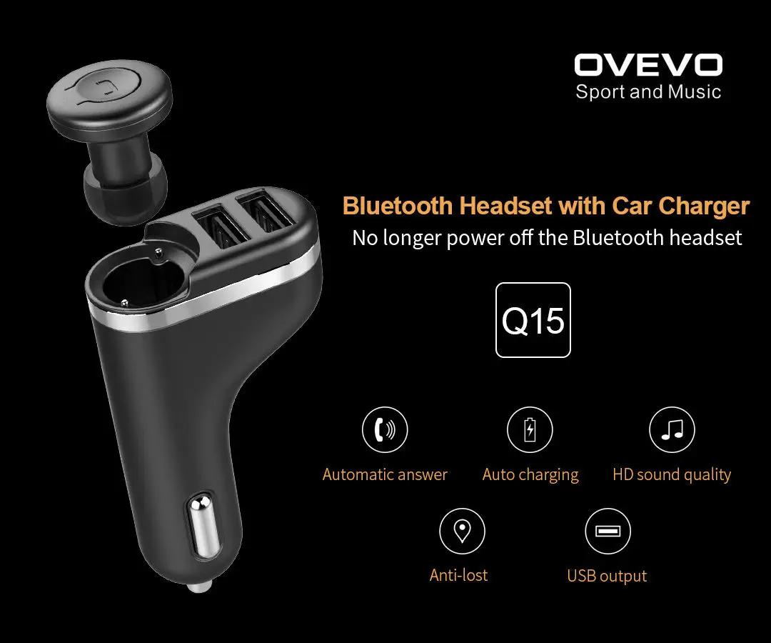 Buy OVEVO Q15 Bluetooth Car Charger Stereo Headset