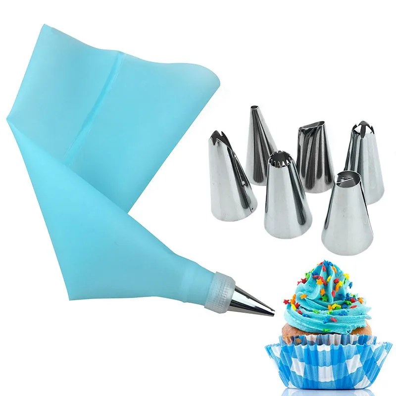 

8pcs/set Icing Piping Cream Pastry Bag DIY Cupcake Decorating Pastry Bag + 6pcs Nozzles Baking Decorating Tools Set