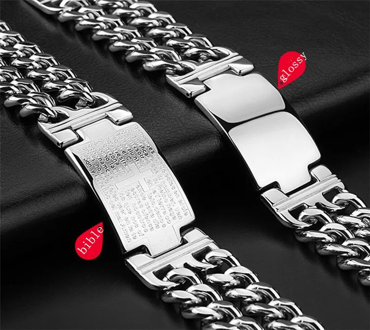 Новые браслеты в стиле панк с крестом Иисуса, браслеты из нержавеющей стали, мужские ювелирные изделия, мужской очаровательный браслет, двойная ручная цепочка, мужской браслет