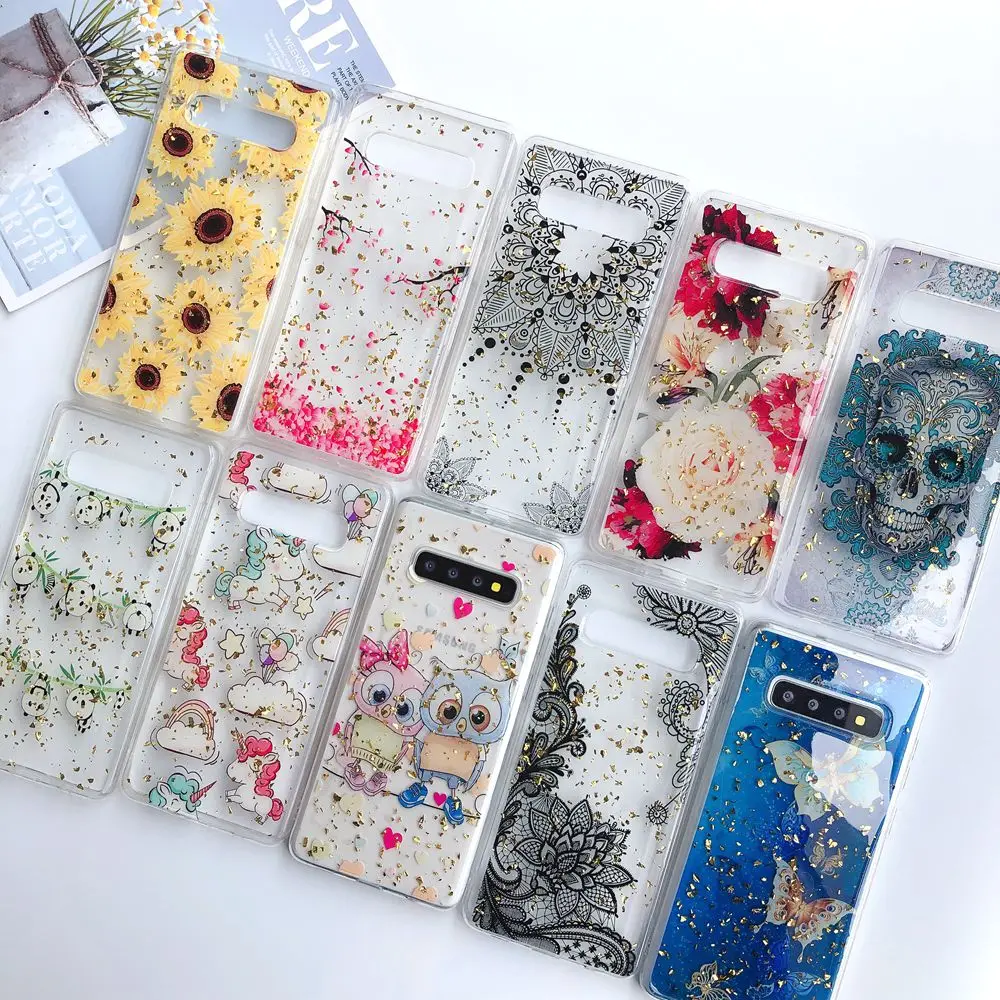 

S9 S10 Plus Glitter Case for Samsung Galaxy S10 Plus Back Cover Transparent Silicone Case for etui Samsung S9 S10E Case Funda