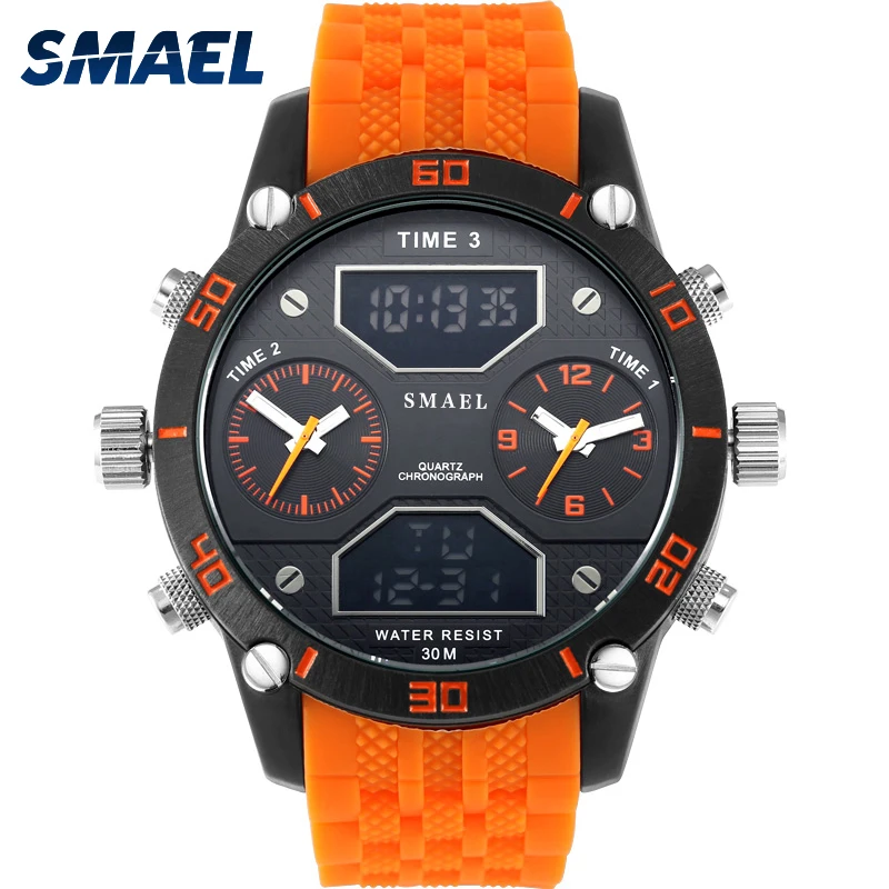 

Twin Cities American Dual Time Display Men Sport Watches Analog Led Watch Silicone Band Casual Clock relogios masculino WS1159
