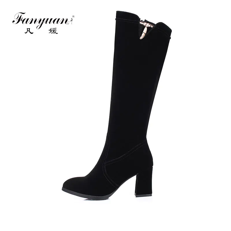 

Fanyuan Big size 34-40 new fashion flock over the knee boots high quality women thigh high Stretch boots for women shoes ladies