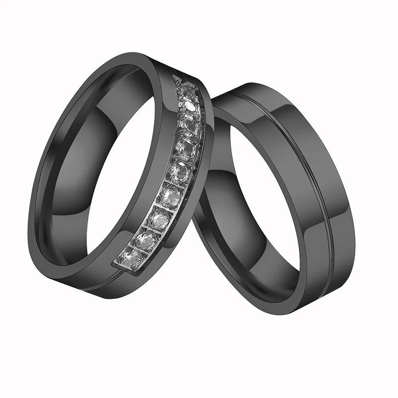 Auxauxme романтические титановые стальные парные кольца для возлюбленной кубического циркония обручальные ювелирные изделия 6 мм свадебные кольца для мужчин и женщин 6-12