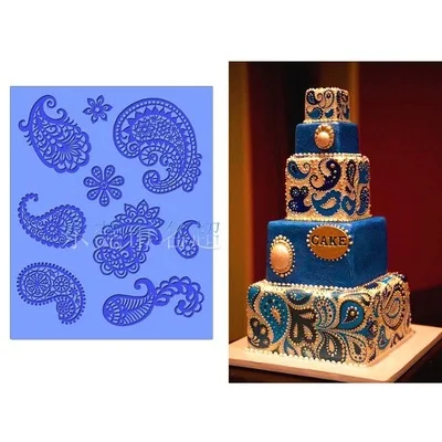 DIY рельефная жидкая форма для выпечки торта, сахарная Кружевная декоративная силиконовая форма, ретро выпечка H723