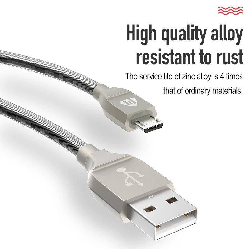 Jellico المصغّر usb كابل المعادن كابل الشاحن لسامسونج Xiaomi هواوي HTC شاحن هاتف محمول يعمل بنظام تشغيل أندرويد سريع الكابلات مزامنة البيانات