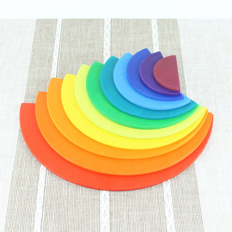 

Wooden Toys 11Pcs Semicircle Rainbow Blocks For Kids Matching With 12Pcs Large Rainbow Blocks Building Storage Cabinets Gift