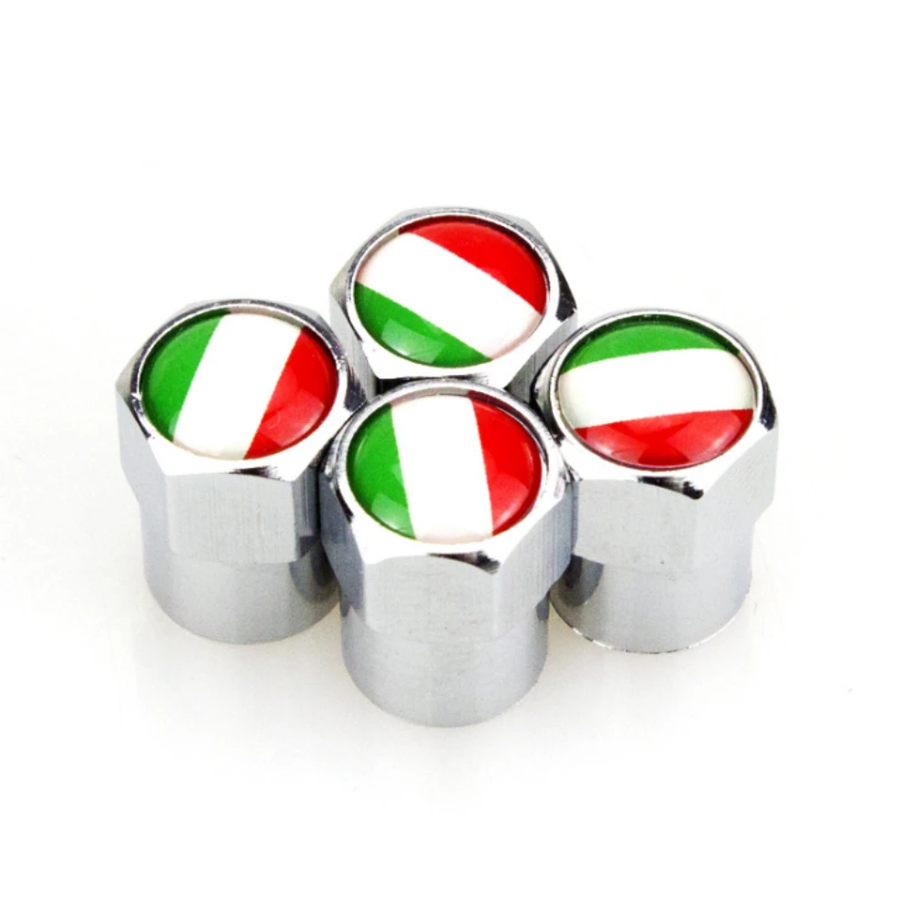 4Pcs Bandiera Italiana Logo Pneumatici Accessori A Prova Di Polvere Valvola Della Rotella Caps Coperture Per Fiat 500 Abarth 500X 5000L Panda Alfa Rom